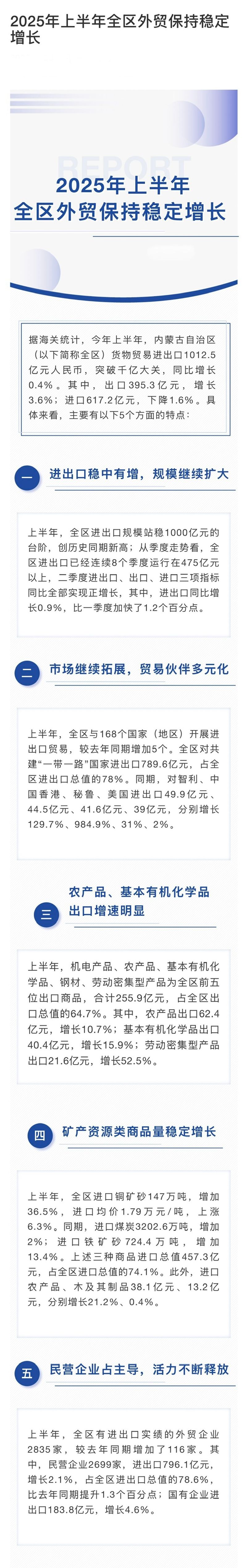 2025年上半年全区外贸保持稳定增长